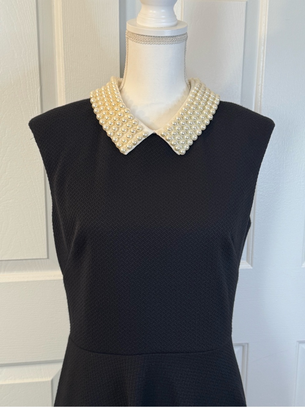 Betsey Johnson Black Fit-and-Flare Dress with Faux Pearl Collar - Picture 3 of 8